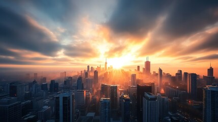 Fototapeta premium Dynamic urban transformation, vibrant city life unfolds from dawn's light to vibrant neon nights, showcasing the heartbeat of the metropolis