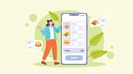 A clean, intuitive design of an online food ordering platform, featuring easy-to-use search functions, meal selection, and secure payment methods for a smooth customer experience.