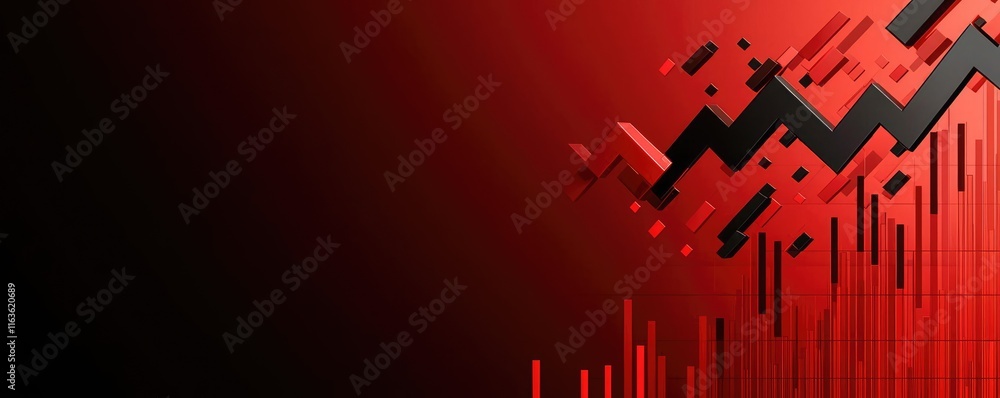 Poster crash market concept. modern abstract background with red tones and geometric shapes for design proj