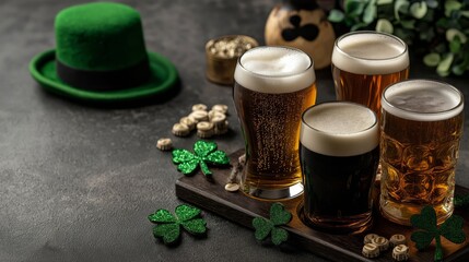 Celebrating St. Patrick's Day with beer tasting and leprechaun hat