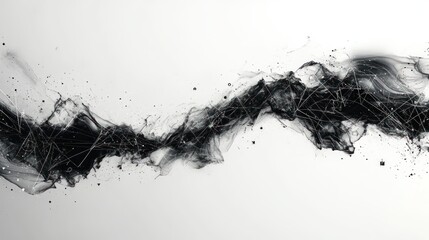 Black ink swirls on white background; abstract art.