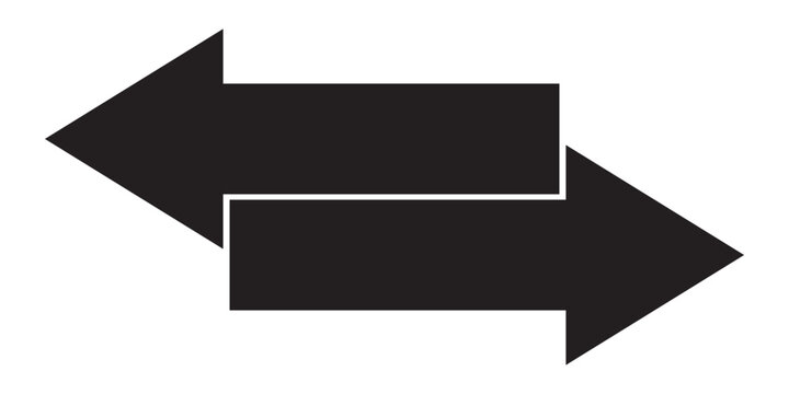 Dual sided arrow vector, icon, silhouette design. Double ended black arrow vector design for website, app and logo design. Vector illustration of duel side arrow. Black transfer arrow icon vector .