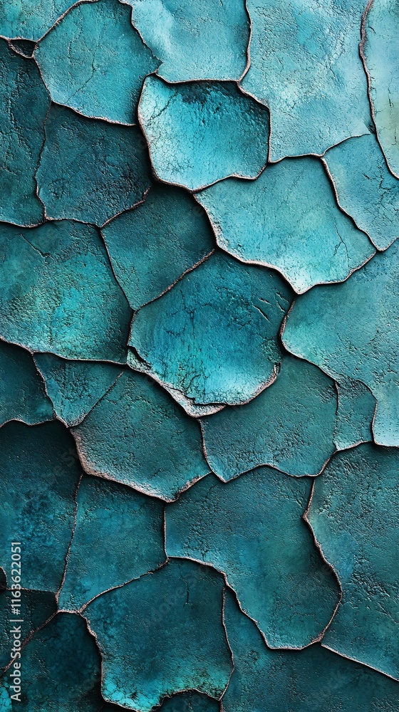 Poster an abstract close-up of textured teal tiles creating a stunning mosaic pattern.