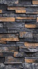 Textured stone wall featuring a mix of black and warm brown tones.