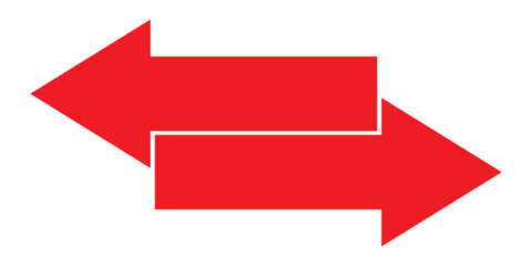 Double ended red arrow vector design for website, app and logo design. Dual sided red arrow vector, icon, silhouette design. Vector illustration of duel side arrow