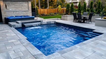 Luxury Backyard Oasis:  Inground Pool, Hot Tub, and Waterfall Feature