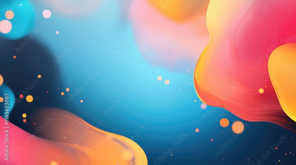 Poster splatter abstract background idea. vibrant abstract shapes with colorful gradients and soft lighting
