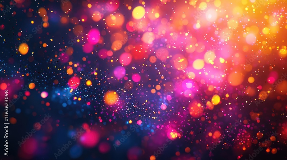 Poster splatter abstract background idea. vibrant bokeh lights creating a festive and colorful atmosphere i