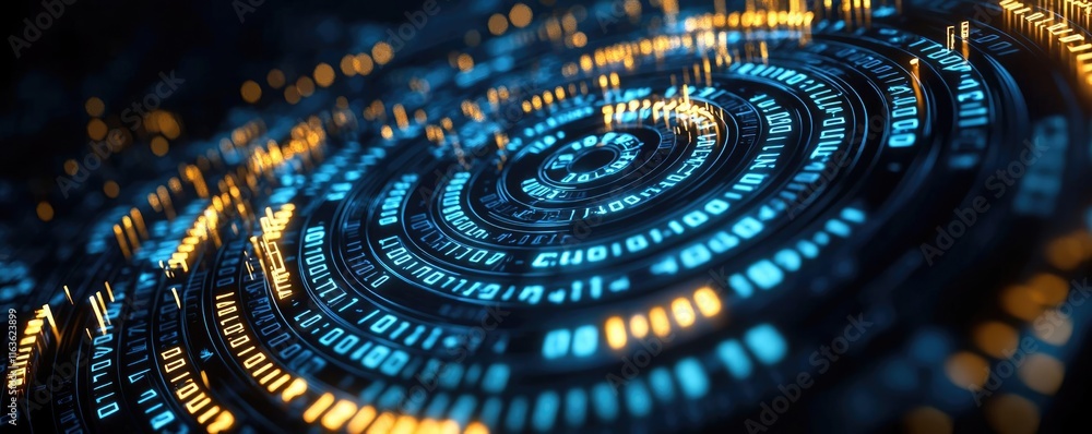 Poster crash market concept. abstract digital background with glowing circular patterns and vibrant colors.