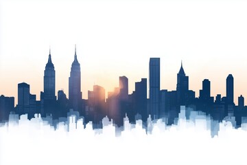 Obraz premium Cityscape Silhouettes and Sky in Vector Horizontal Layout