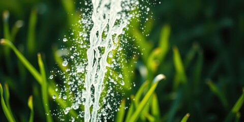Refreshing Water Stream Cascading Amidst Lush Green Foliage