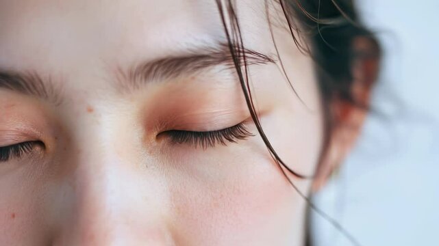 日本人女性の美しい目元のクローズアップ（まつ毛パーマ・まつエク・レーシック・アートメイク）	