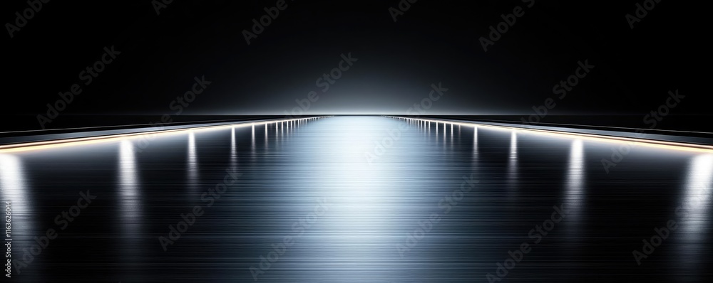 Poster brushed abstract background concept. futuristic illuminated pathway in a dark environment with sleek