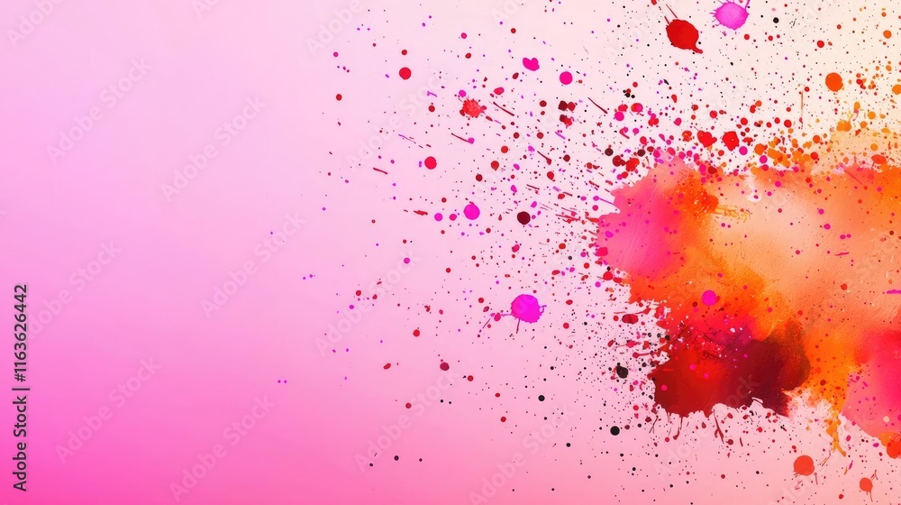 Aufkleber splatter abstract background idea. vibrant abstract splash of colors on a soft pink background for c