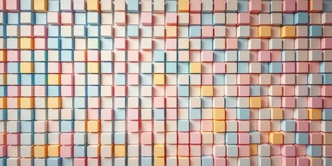 Fototapeta premium Abstract Pastel Cube Wall Arrangement A Seamless Pattern of Softly Colored Blocks