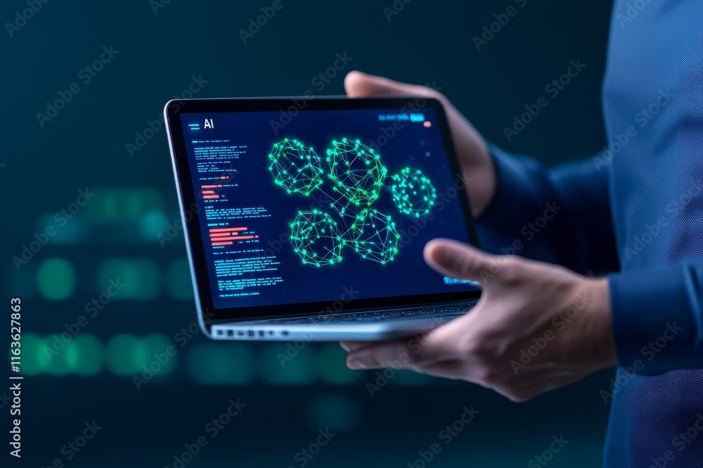 Poster stock concept. stock content generator tool. computer chip processor technology for ai assistant in 