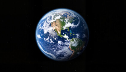 Fototapeta premium Earth viewed from space against a black background