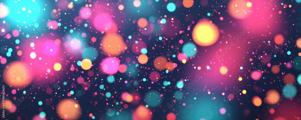 Poster splatter abstract background idea. vibrant colorful bokeh lights create a dreamy and festive atmosph