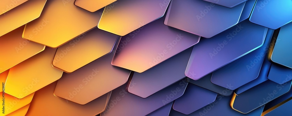 Poster brushed abstract background concept. abstract geometric background with vibrant orange and blue hexa