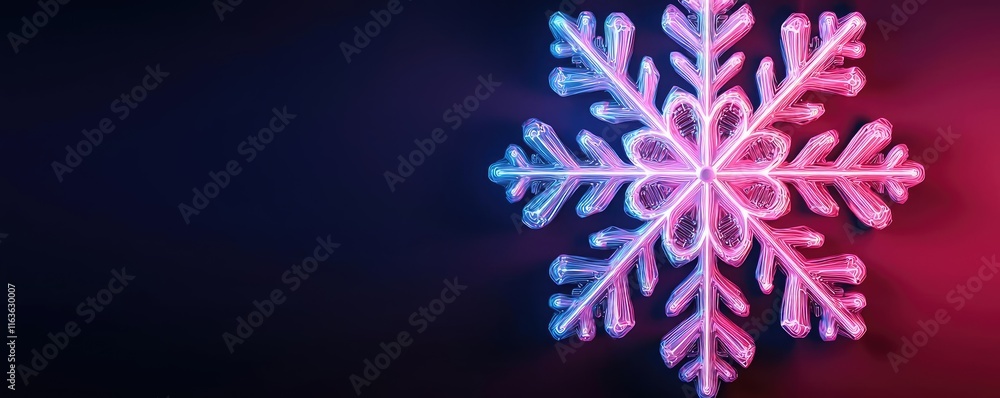 Poster snowflake abstract background idea. vibrant snowflake design featuring colorful neon lights on a dar