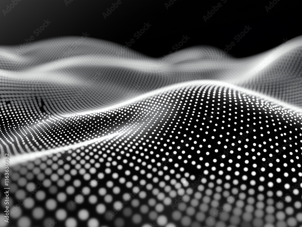 Poster 3d abstract monochrome background with dots pattern vector design, technology theme, dimensional dot