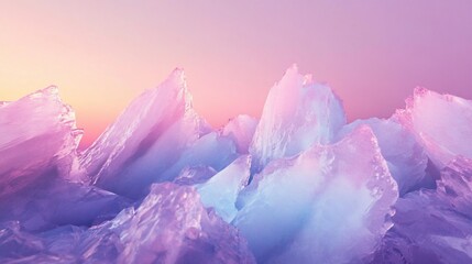 Stunning pastel-colored ice formations at dawn.