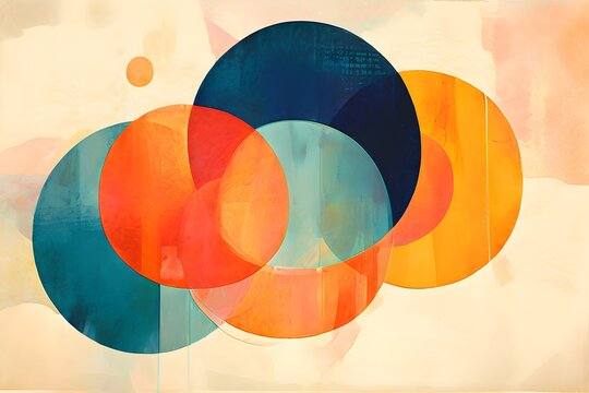 Abstract illustration of overlapping circles in a vintage background