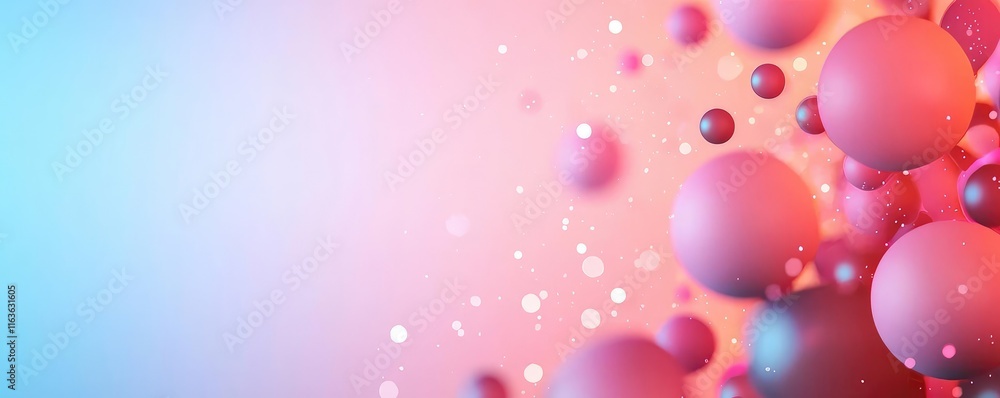 Poster splatter abstract background idea. vibrant colorful abstract design with spheres in shades of pink a