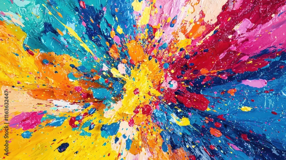 Poster splatter abstract background idea. a vibrant explosion of colors creating an abstract art piece for 