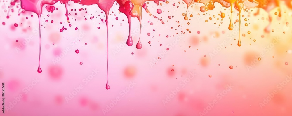 Poster splatter abstract background idea. vibrant paint drips create a colorful abstract background of pink