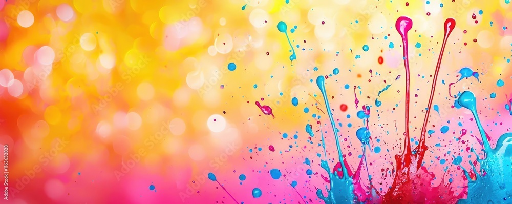 Poster splatter abstract background idea. vibrant colorful splashes of paint create an eye-catching abstrac