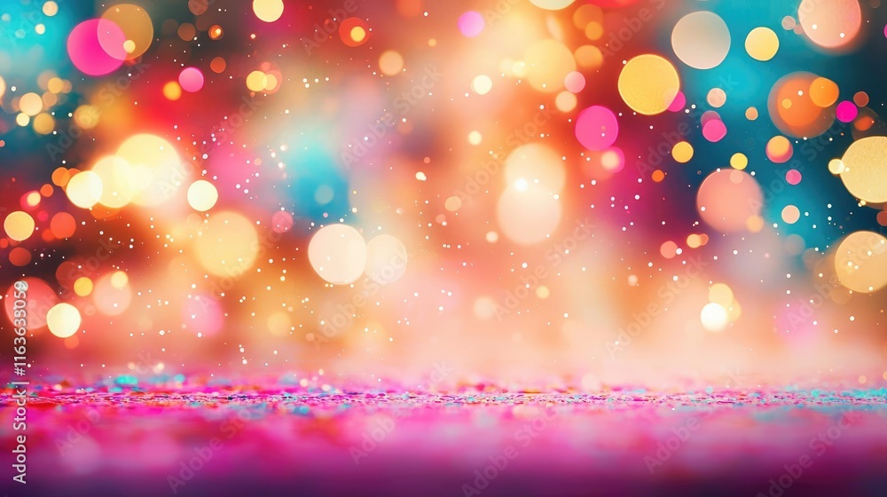 Poster splatter abstract background idea. a vibrant background showcasing colorful bokeh lights in various 