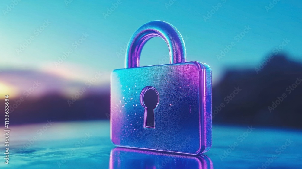 Poster 3d security lock with soft light and clean background