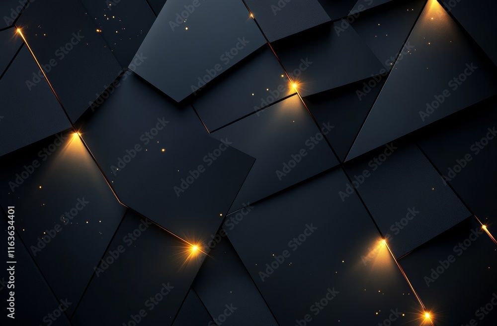 Poster minimalist geometric abstract design with glowing led lights in triangle shape, perfect for technolo