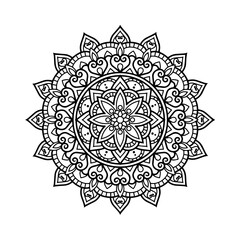 Ethnic and Mindful Mandala SVG PNG with flowers for Henna, Mehndi, tattoos, decoration and coloring book page for adults. Decorative ornament in ethnic oriental style. Outline doodle hand-drawn vector