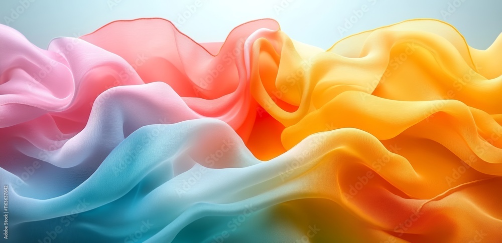Poster abstract background with colorful flowing fabrics and fluid shapes - ideal for creative projects and