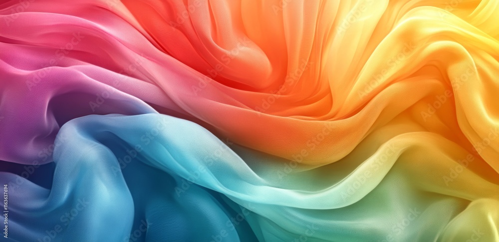 Poster abstract background with colorful flowing fabrics and fluid shapes - ideal for modern design and cre