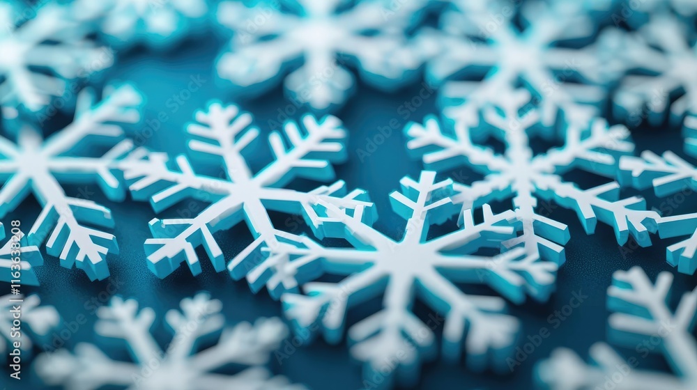 Poster snowflake abstract background idea. delicate snowflakes against a blue background, showcasing intric