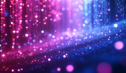 Abstract Background with Glowing Blue Dots and a Purple Gradient for Digital Technology, Science, or Cyberspace