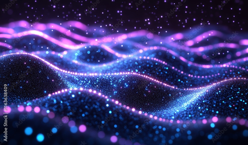 Aufkleber abstract blue background with glowing dots and futuristic design vector illustration for big data te