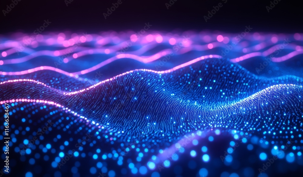 Aufkleber abstract blue background with glowing dots and futuristic design vector illustration - big data tech