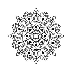 Ethnic and Mindful Mandala SVG PNG with flowers for Henna, Mehndi, tattoos, decoration and coloring book page for adults. Decorative ornament in ethnic oriental style. Outline doodle hand-drawn vector