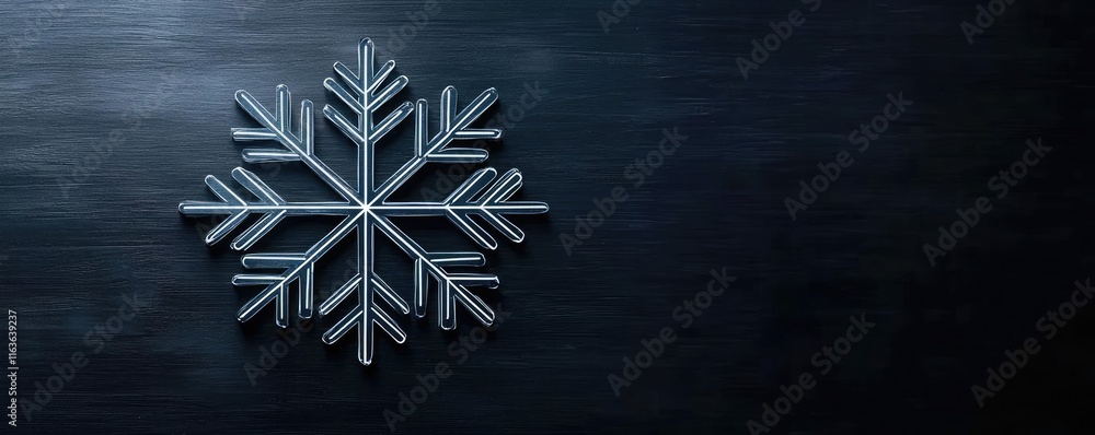 Poster snowflake abstract background idea. a detailed snowflake design on a dark background, symbolizing wi