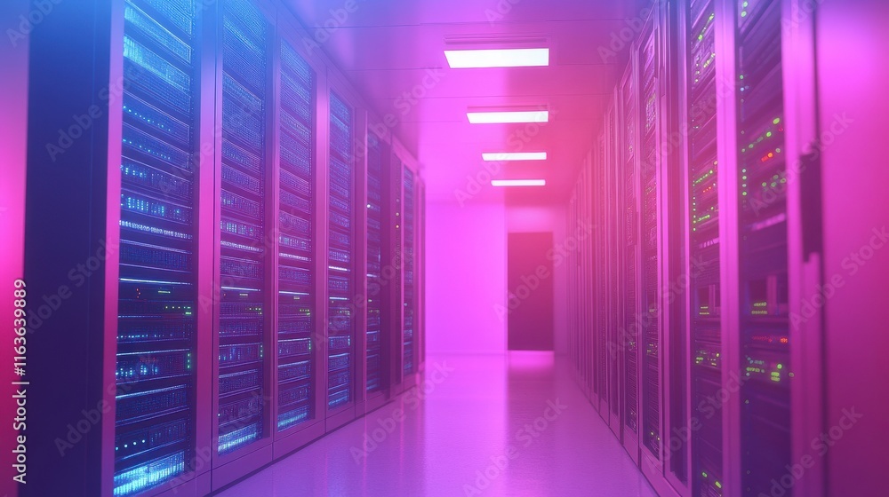 Poster bright and clean data center with layered security design