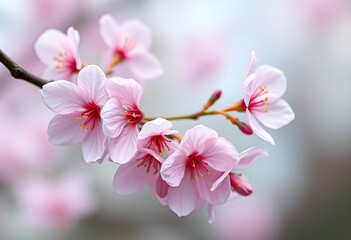 Close-up of Delicate Pink Cherry Blossoms
