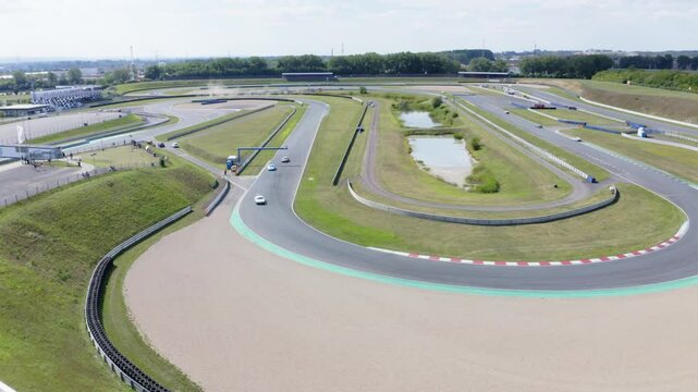 Droneshot of Oschersleben Racetrack in Germany while Porsche Sports Cup.