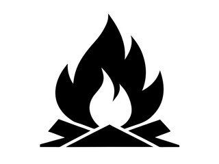 Fire black silhouette vector, Simple silhouette Design vector icon with white background.