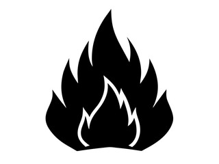 Fire black silhouette vector, Simple silhouette Design vector icon with white background.