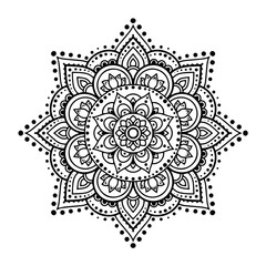 Ethnic and Mindful Mandala SVG PNG with flowers for Henna, Mehndi, tattoos, decoration and coloring book page for adults. Decorative ornament in ethnic oriental style. Outline doodle hand-drawn vector