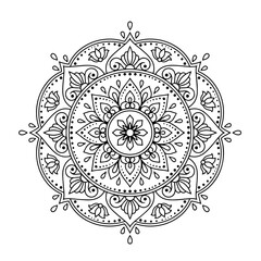 Ethnic and Mindful Mandala SVG PNG with flowers for Henna, Mehndi, tattoos, decoration and coloring book page for adults. Decorative ornament in ethnic oriental style. Outline doodle hand-drawn vector